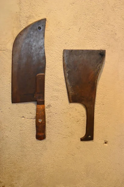 500 year old meat cleavers — Stock Photo, Image