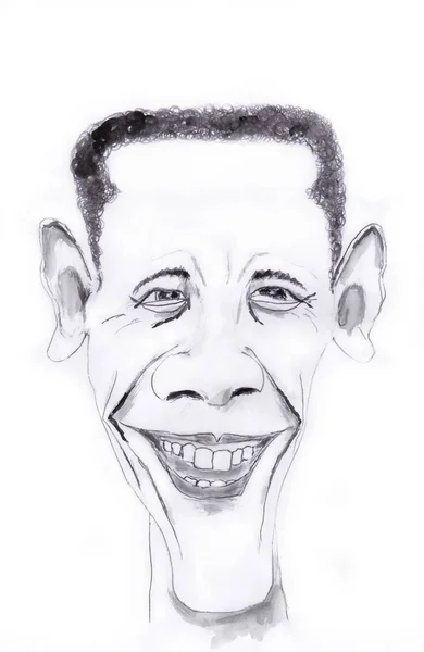 Presidente Americano Barack Obama Acquerello Opere Arte Originali — Foto Stock