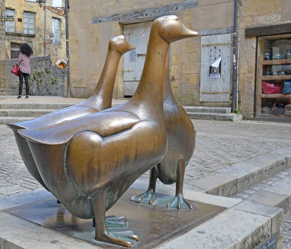 3 Bronze Geese and Foie Gras — Stock Photo, Image