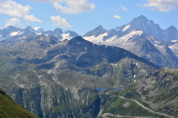 Panorama Alp Berneńskich Nad Przełęczą Grimsel Jeziorem Totesee Tym Lodowiec — Zdjęcie stockowe