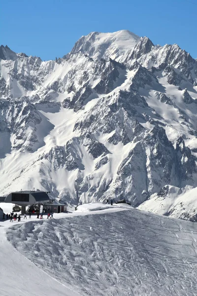 Lyžování Verbier Údolí Blanc Pozadí Lyžařský Vlek Attelas Verbier Švýcarsko — Stock fotografie