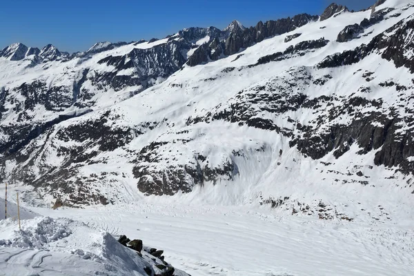 Breithorn Acima Glaciar Aletsch Nos Alpes Berneses Suíça — Fotografia de Stock