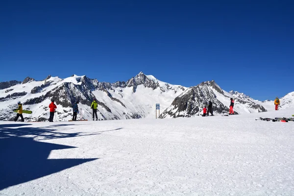 Utsikt Över Aletschhorn Från Toppen Eggishorn Vintern Bernese Alperna Schweiz — Stockfoto