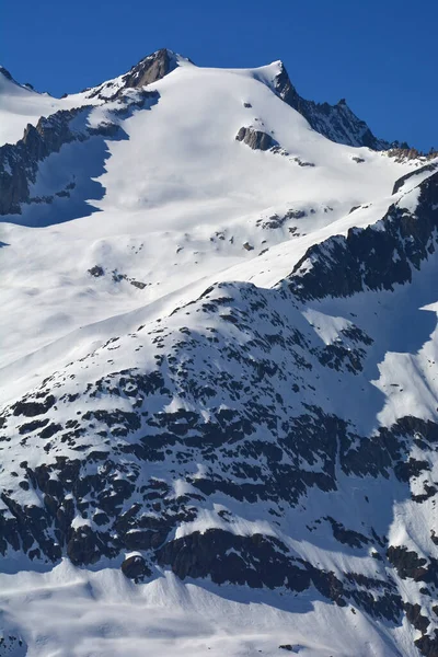 Sattelhorn Nad Lodowcem Aletsch Alpach Berneńskich Szwajcaria Słoneczny Zimowy Dzień — Zdjęcie stockowe