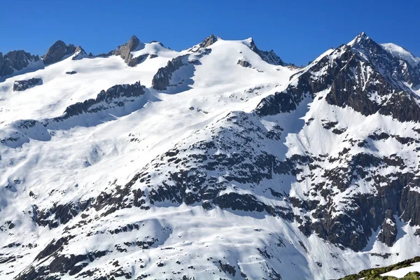 Sattelhorn Acima Geleira Aletsch Nos Alpes Bernese Suíça Dia Ensolarado — Fotografia de Stock