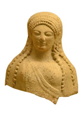Yeraltı ve Doğa Tanrıçası Persephone, nam-ı diğer Bakire Kore. Antik Yunan çömlek heykelciği yaklaşık 400 milyar yıl öncesine ait