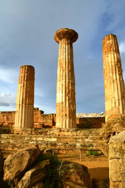 Les Colonnes Doriques Temple Hercule Dans Vallée Des Temples Agrigente — Photo