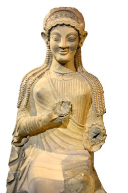 Ancient Greek sculpture of the Goddess Persephone or Kore, the Goddess of the Harvest and Underworld clipart