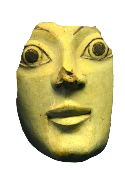 Αιχμηρή Έκφραση Της Αρχαίας Ελληνικής Μάσκας 500 Χρόνων Που Βρέθηκε — Φωτογραφία Αρχείου