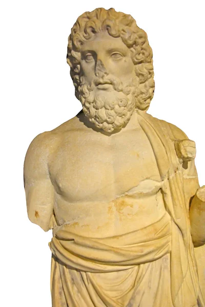 Oude Romeinse Beeldhouwkunst Van God Van Geneeskunde Asclepius Latijn Aesclepius — Stockfoto