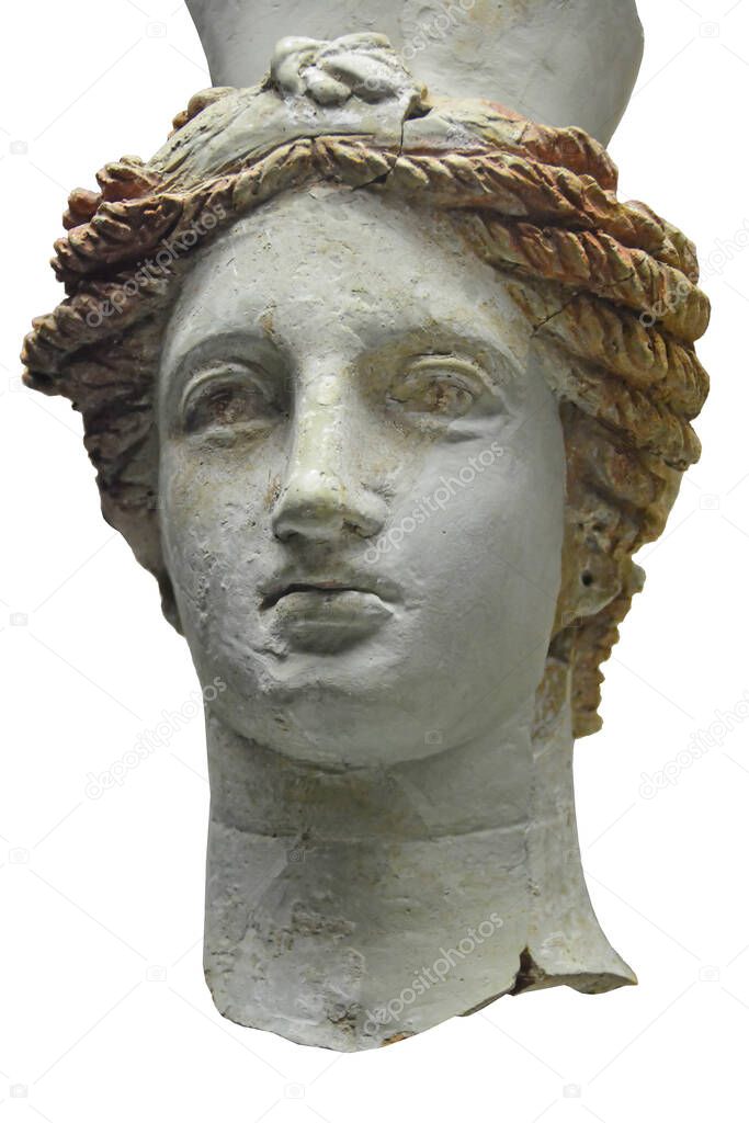 Ancient Greek Bust of the Goddess Demeter, the Earth Goddess with golden hair.