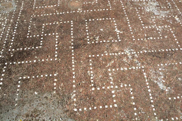 Αρχαίο Ελληνικό Terrazzo Πάτωμα Ψηφιδωτά Μαρμάρινα Chips Aniterlocking Σταυρό Και — Φωτογραφία Αρχείου