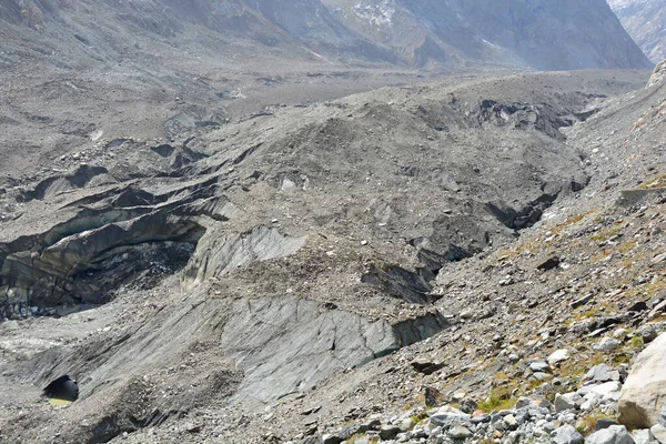 Morraine Bedekte Unteraargletscher Gletsjer Berner Alpen Zwitserland — Stockfoto