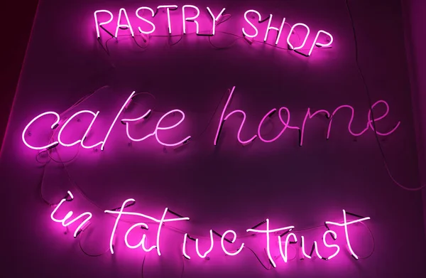 neon light, cake home, pastry shop, in fat we trust, background, abstract, modern board