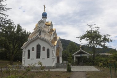 Simge tapınak Our Lady yatıştırmaya benim acılarını kutsal Trinity-Georgievsky kadın manastır köyü Lesnoye, Soçi, Adler bölge Krasnodar bölgesi, Rusya Federasyonu