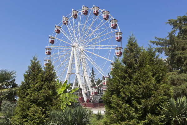 Ferris wheel in amusement park "Metro Park" resort town of Adler, Sochi, Krasnodar region, Russia