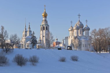 Vologda, Rusya'nın şehirdeki kiliseleri ile kış manzarası