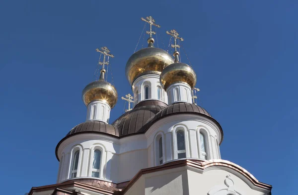 Kupolkonstruktion av kyrkan av St Xenia av Petersburg i den gatan Lakhtinskaya i St Petersburg — Stockfoto