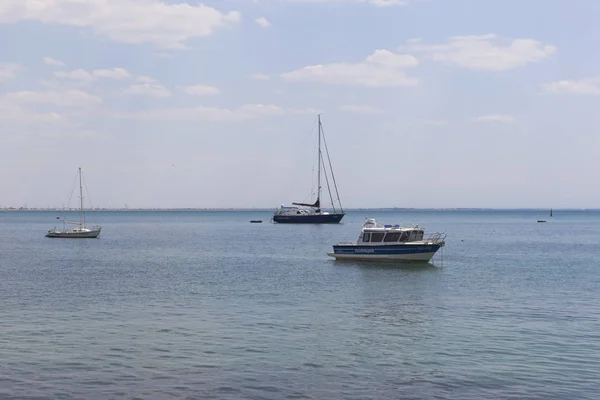 Evpatoria República Crimea Julio 2017 Barco Policial Zona Acuática Bahía — Foto de Stock