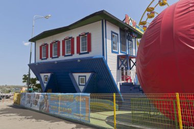 House is upside down in the children's amusement park 