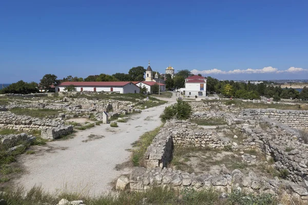 Sivastopol, Kırım 'daki antik Chersonesus kentinin kalıntılarının manzarası — Stok fotoğraf