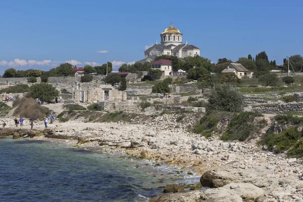 Sevastopol Krym Července 2019 Zřícenina Starobylého Města Tauric Chersonesos Černém — Stock fotografie