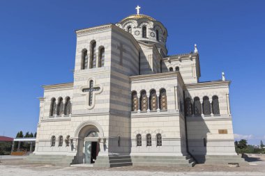 Sivastopol, Kırım - 26 Temmuz 2020: Tauric Chersonesos 'taki Aziz Vladimir Katedrali, Sivastopol, Kırım