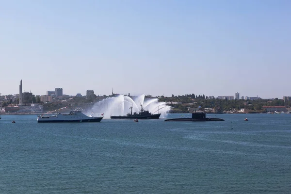 Sevastopol Crimea July 2019 Fire Vessel Pzhs 123 Parade Honor — Stock Photo, Image