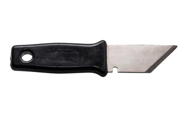 Cuchillo Viejo Con Mango Negro Aislado Sobre Fondo Blanco — Foto de Stock