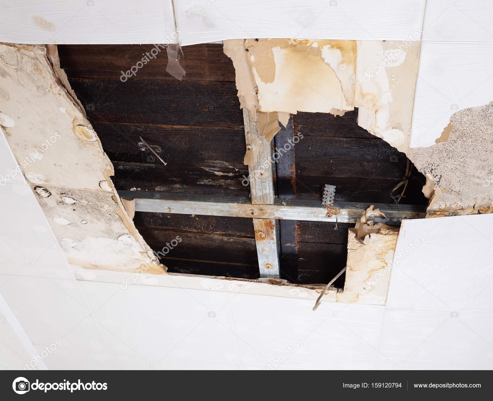 Water Damaged Ceiling Stock Photo C Volkovslava 159120794