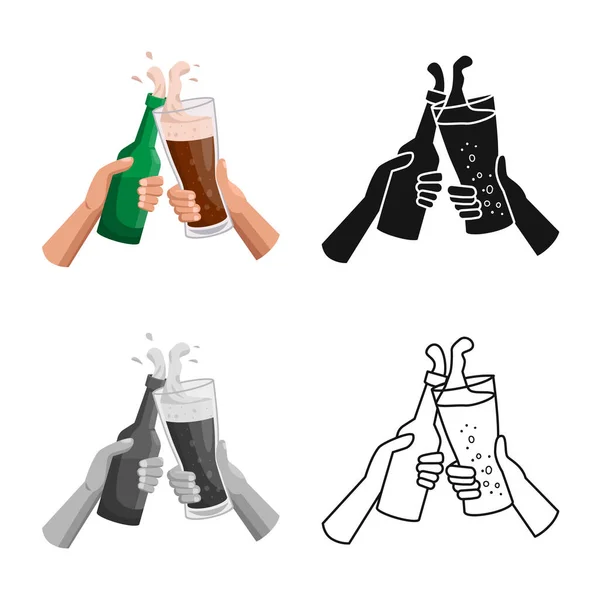 Conception vectorielle de bière et icône en verre. Graphique de la bière et illustration vectorielle de stock à la main . — Image vectorielle