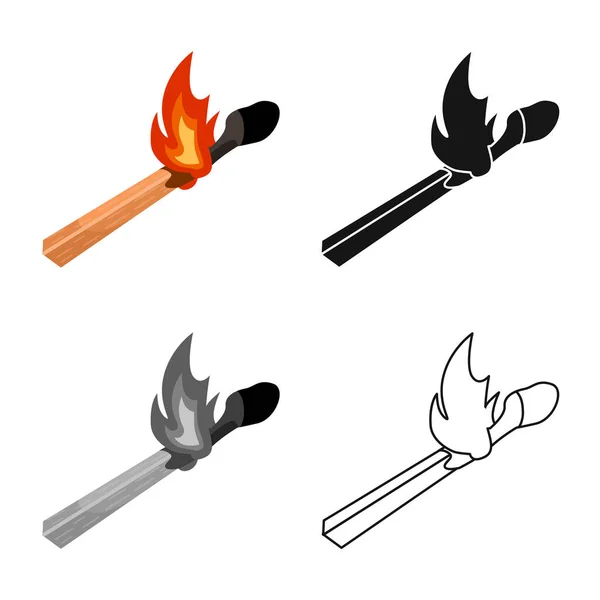 Conception vectorielle du symbole match stick et match. Élément Web de l'illustration vectorielle du bâton d'allumette et du stock de feu . — Image vectorielle