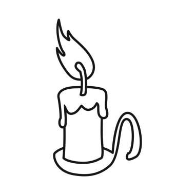 Mum ve şamdan izole edilmiş bir nesne. Mum ve alev stoku vektör illüstrasyonu grafiği.