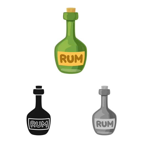 Vektor-Design von Flaschen- und Rumsymbol. Webelement des Flaschen- und Glasvektorsymbols für Aktien. — Stockvektor