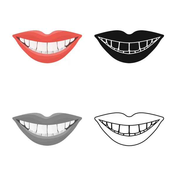 Ilustração vetorial da boca e símbolo do sorriso. Elemento Web de boca e dentes vetor ícone para estoque . — Vetor de Stock
