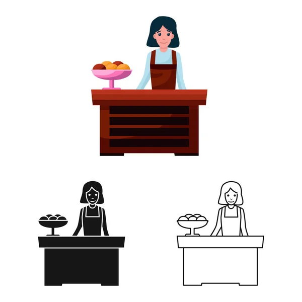 Diseño vectorial del símbolo de mesa y pastel. Conjunto de icono de vector de mesa y mujer para stock . — Vector de stock
