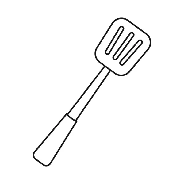 Isolerat föremål av köksutrustning och spade tecken. Uppsättning köksredskap och kock stock vektor illustration. — Stock vektor