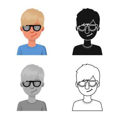 Adamın vektör çizimi ve küçümseme logosu. Bir grup adam ve ağ için gözlük sembolü.