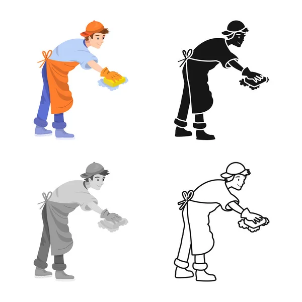 Illustration vectorielle de l'homme et logo de lavage. Élément Web de l'homme et icône vectorielle automatique pour le stock . — Image vectorielle