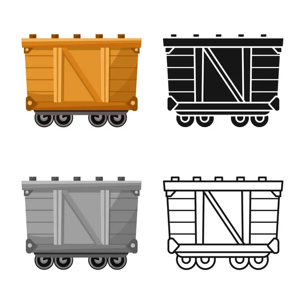 Ізольований об'єкт вагона та значка контейнера. Графіка символу запасів вагонів і картонних вагонів для мережі . — стоковий вектор