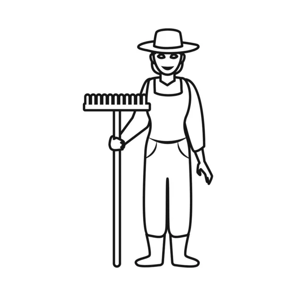 Ilustracja wektorowa symbolu rolnika i kobiety. Zestaw symboli rolnika i zasobów wiejskich do tworzenia stron internetowych. — Wektor stockowy
