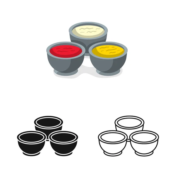 Ilustración vectorial de bowl e icono de salsa. Elemento web del icono de vectores de tazón y crema para stock . — Archivo Imágenes Vectoriales