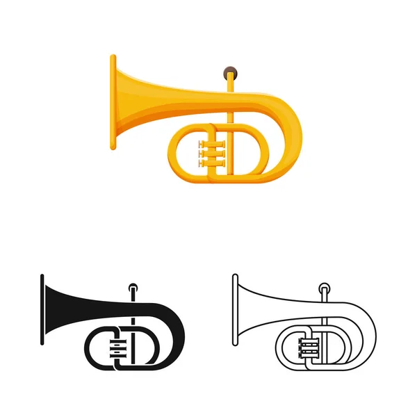 Vektor illustration av trumpet och band ikon. Webb inslag i trumpet och guld stock vektor illustration. — Stock vektor