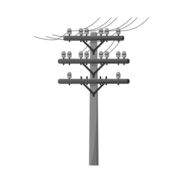 Geïsoleerd object van pilaar en houten symbool. Grafiek van de afbeelding van de pijlers en elektrische voorraad vector. — Stockvector