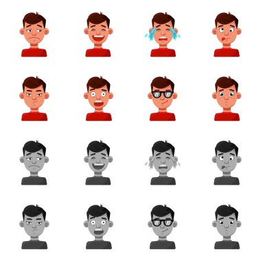 Yüz ve erkek logosu vektör tasarımı. Stok için yüz ve insan vektör simgesi kümesi.