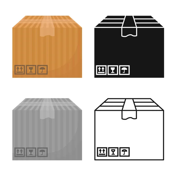 Objeto aislado de caja e icono de cubo. Elemento web de caja e icono de vector marrón para stock . — Vector de stock