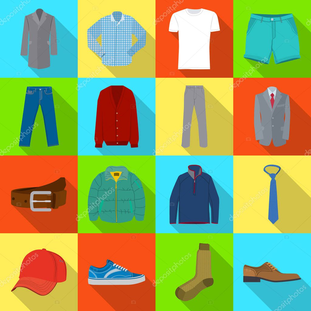 Isolated object of man and clothing icon. Collection of man and wear stock symbol for web.