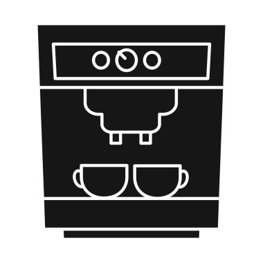 Kahve makinesi ve cihazın izole edilmiş nesnesi. Ağ için kahve makinesinin web ögesi ve alet deposu sembolü.