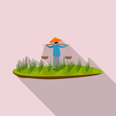 İzole edilmiş pirinç ve ikon. Ağ için pirinç ve su deposu sembolü.