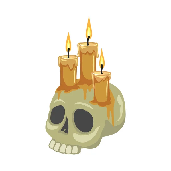 Vector illustration of skull and candle icon. Web element of skull and skeleton stock symbol for web. — Stock Vector